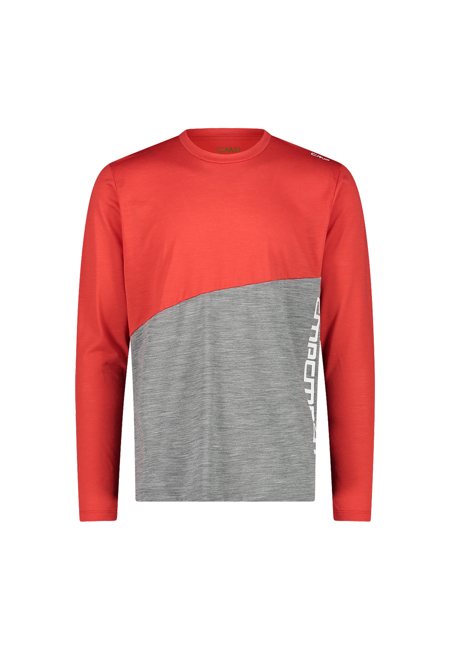 CMP Herren Unlimitech T-Shirt aus recyceltem Polyester und Merino 32L2787 rot
