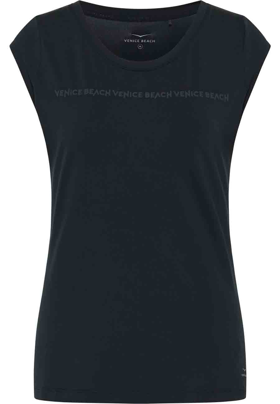 Venice Bach Damen RUTHIE T-Shirt Funktionales Kurzarmshirt mit Reflektorprint 15359 schwarz